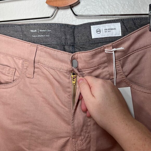 AG Adriano Goldschmied Tellis Modern Slim Airluxe Pink Twill Pants 32x34 - Picture 7 of 8